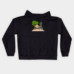 Reading and plants illustration 3 Kids Hoodie